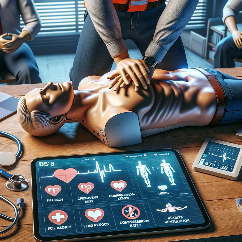 Students practicing chest compressions on a mannequin during a CPR course