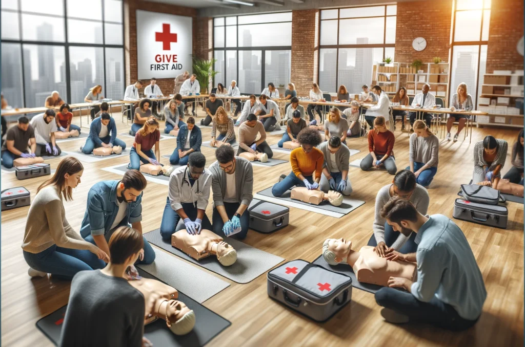 Students in Australia learning CPR and first aid techniques