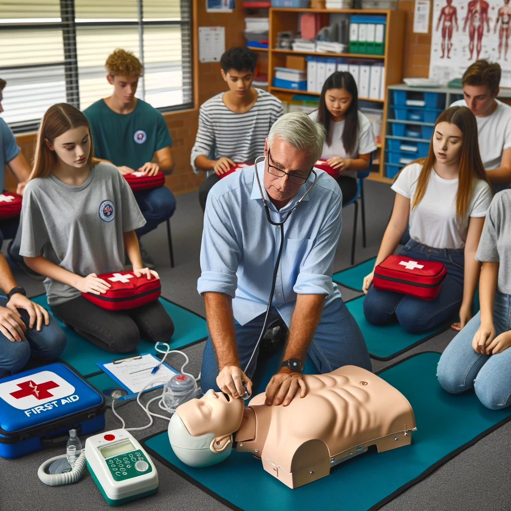 Instructor demonstrating emergency First Aid education in Gympie