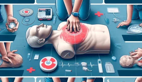 Create a highly detailed, realistic infographic illustrating key CPR techniques for a Gympie course, ensuring there is no text included in the design